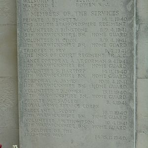 Members of the services killed during the Coventry raids
