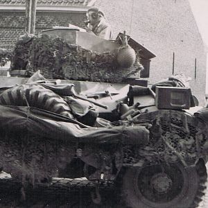 September 1944, British Staghound Entering Moorsele Village