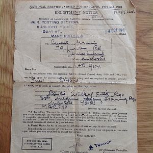 My Grandfathers enlistment notice from October 1941 (front cover)