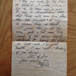 Letter sent home two weeks after the invasion of Normandy