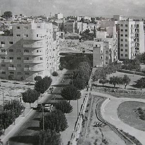 Modern apartment buildings.