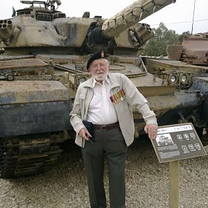 Ron In front of Chieftan tank.