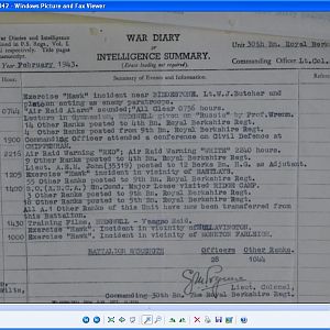 30th Royal Berkshire Reg 15 To 27 Feb 1943