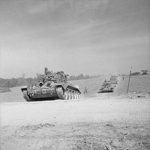 2 (Armd Recce) Bn, Welsh Guards, towards Escoville during Operation 'Goodwood', 18 July 1944; IWM B 7562