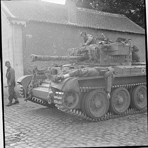 Wounded German soldiers on Cromwell tank of 2nd Welsh Guards,  20km from Brussels, 3 September 1944; IWM BU 549