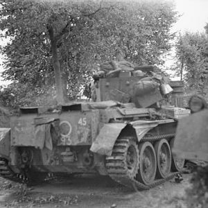 Knocked-out Cromwell tank of 2nd Welsh Guards, Hechtel, 10 September 1944.