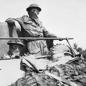 3rd Irish Guards in a Loyd carrier, Operation 'Goodwood', 18 July 1944; IWM B 7533
