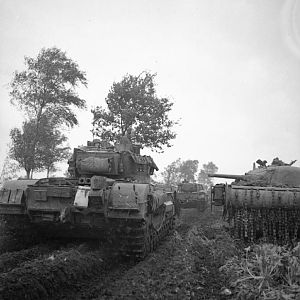 Churchill tanks of the 4th Grenadier Guards, 6th Guards Tank Brigade, Venraij, 17 October 1944; IWM BU 1211