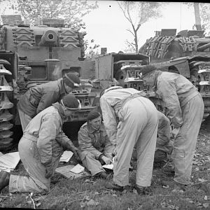 Churchill tank commanders of 4th Grenadier Guards, Liesel, 1 November 1944; IWM B 11567