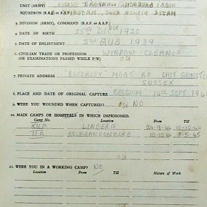 CARROLL, Thomas, 2719222, Lance Serjeant, IRISH GUARDS, Captured Belgium, 14 Sep 1944 - WO 344-56-1