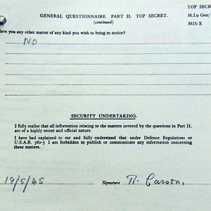 CARSON, Robert, 2721208, Guardsman, 1st Battalion IRISH GUARDS, Captured Italy, 10 Feb 1944 - WO 344-55-2