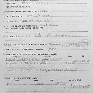 CARTER, John Michael, 2718438, Corporal, 1st Battalion IRISH GUARDS, Captured Tunisia, 29 Mary 1943 - WO 344-56-2