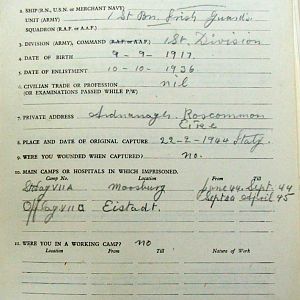 CASEY, James, 2718617, Guardsman, 1st Battalion IRISH GUARDS, Captured Italy, 22 Feb 1944 - WO 344-57-1