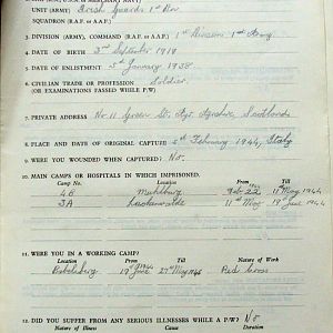 CLINTON, Hugh, 2718853, Lance Corporal, 1st Battalion IRISH GUARDS, Captured Italy, 5 February 1944 - WO 344-65-2