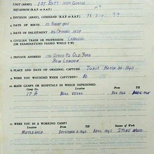 COLLINS, John, 2719469, Guardsman, 1st Battalion IRISH GUARDS, Captured Tunisia, 30 March 1943 - WO 344-69-1