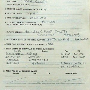 COOKE, Charles, 2717532, Guardsman, 1st Battalion IRISH GUARDS, Captured Tunisia, 30 March 1943 - WO 344-71-2