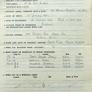 COSTELLOE, Patrick Francis, 2716886, Serjeant, 1st Battalion IRISH GUARDS, Captured Tunisia, 30 Mar 1943 - WO 344-74-1