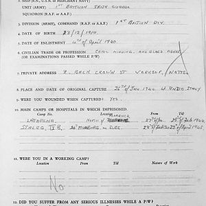 BILLAM, John William, 2720504, Corporal, 1st Battalion IRISH GUARDS, Captured Italy, 26 Jan 1944 - WO 344-28-2