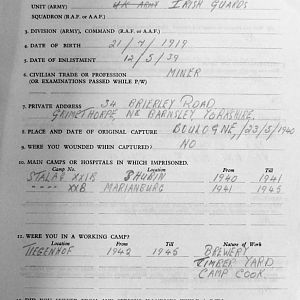 McQUEEN, James, 2719116, Guardsman, 2nd Battalion IRISH GUARDS, Captured France, 23 May 1940 - WO 344-206-1