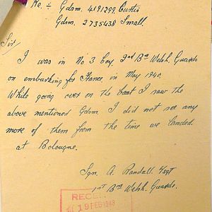 Welsh Guards Missing Personnel, BEF