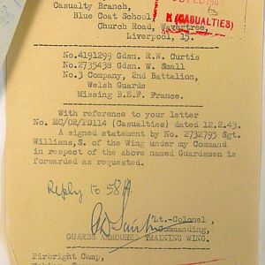 Welsh Guards Missing Personnel, BEF