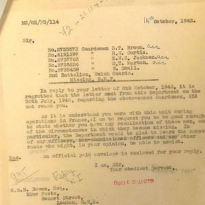 Welsh Guards Missing Personnel, BEF