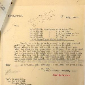 Welsh Guards Missing Personnel, BEF