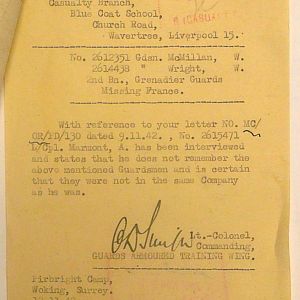 Grenadier Guards Missing Personnel, BEF