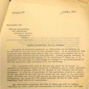 Grenadier Guards Missing Personnel, BEF