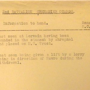 Grenadier Guards Missing Personnel, BEF