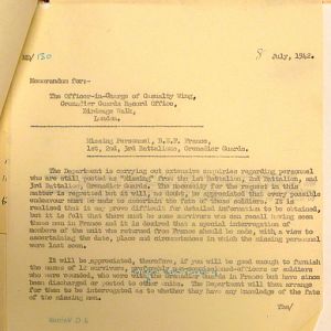 Grenadier Guards Missing Personnel, BEF