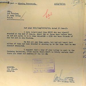 1st Battalion Irish Guards, Italy, Missing Personnel file
