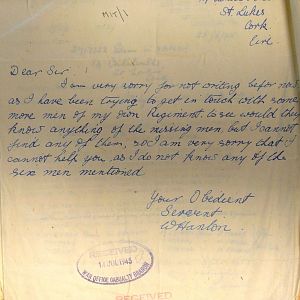 1st Battalion Irish Guards, Italy, Missing Personnel file