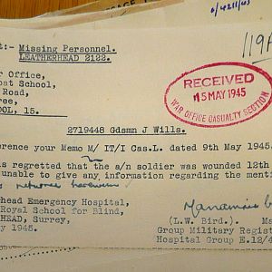 1st Battalion Irish Guards, Italy, Missing Personnel file