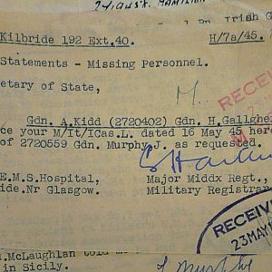 1st Battalion Irish Guards, Italy, Missing Personnel file