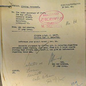 1st Battalion Irish Guards, Italy, Missing Personnel file