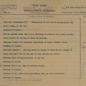 February War Diary, 3 Tank Battalion Scots Guards 1944