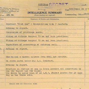 April War Diary, 3 Tank Battalion Scots Guards 1944