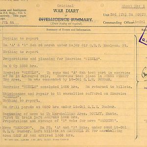 July War Diary, 3 Tank Battalion Scots Guards 1944