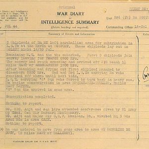 July War Diary, 3 Tank Battalion Scots Guards 1944