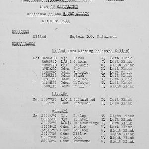 August Appendices, 3 Tank Battalion Scots Guards 1944