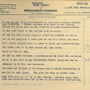 October War Diary, 3 Tank Battalion Scots Guards 1944