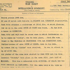 October War Diary, 3 Tank Battalion Scots Guards 1944