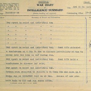 December War Diary, 3 Tank Battalion Scots Guards 1944
