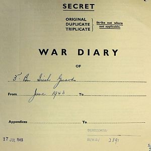 June War Diary, 3rd Battalion Irish Guards, 1943