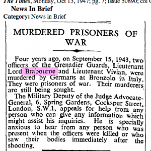 Murdered Prisoners of War, The Times, Oct 13, 1947, JAG