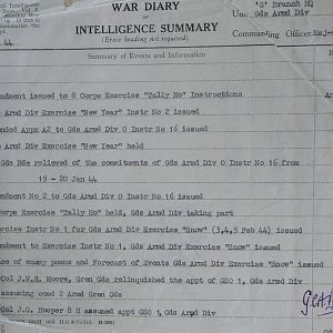 January War Diary, G Branch Guards Armoured Division, 1944