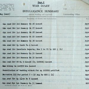 August War Diary, Guards Armoured Division, G Branch, 1944