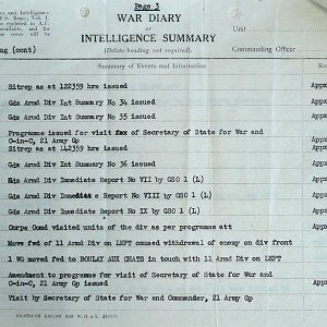 August War Diary, Guards Armoured Division, G Branch, 1944