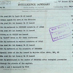 September War Diary, Guards Armoured Division, G Branch, 1944